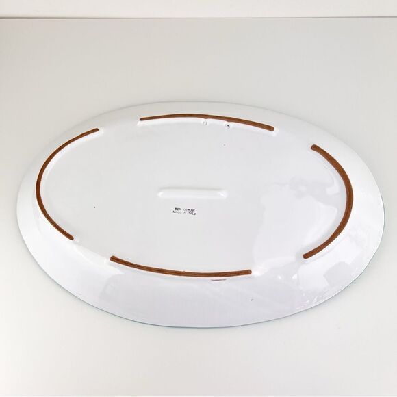 Large Italian Ceramic Desuir Hand painted Oval Serving Plate Platter 18.5”x12” - Picture 5 of 8